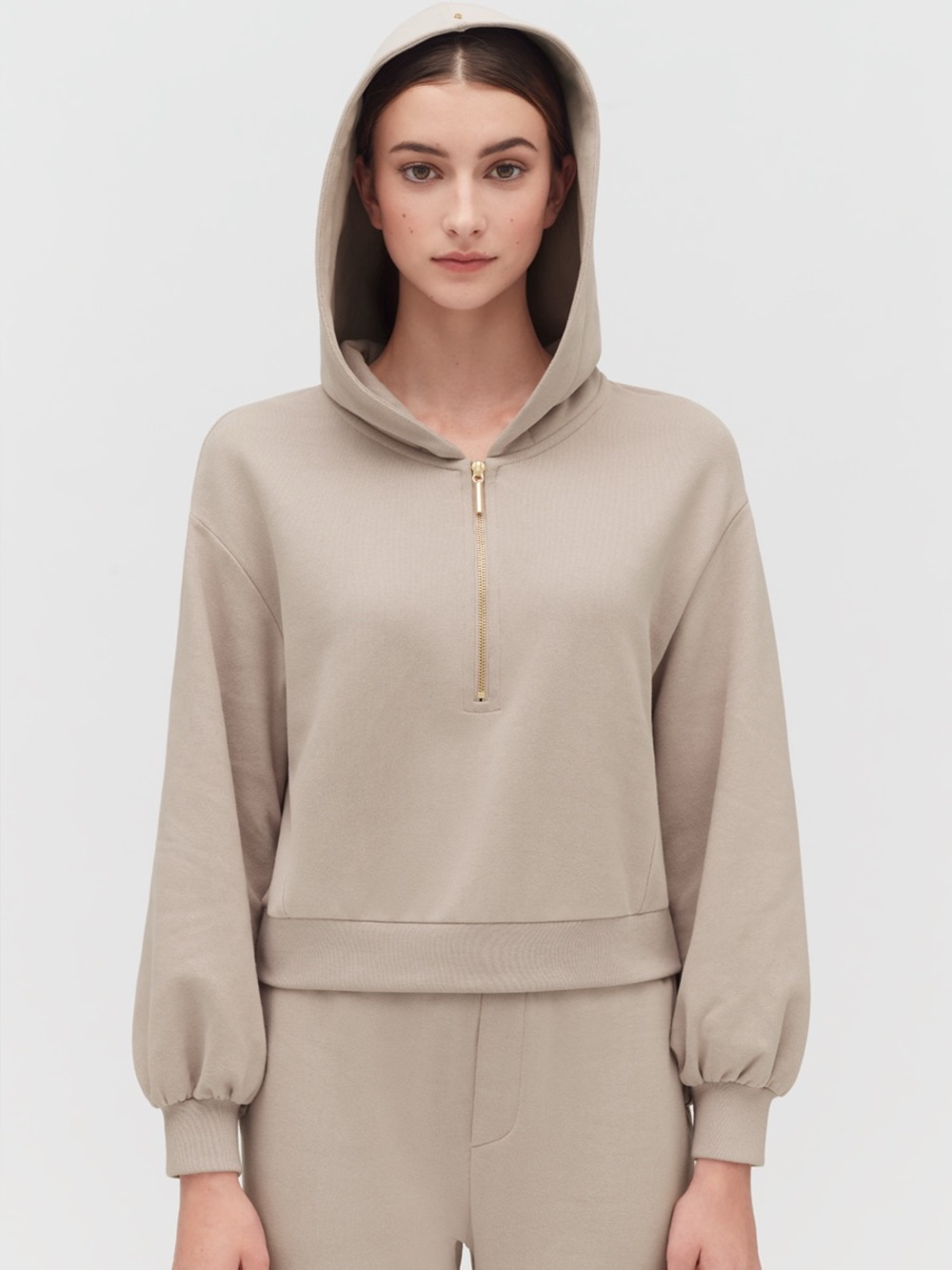 Cuyana fleece cropped zip hoodie